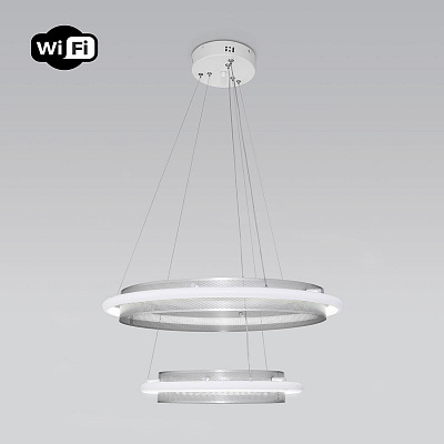 Светильник подвесной светодиодный Eurosvet 90241/2 белый/ серебро Smart